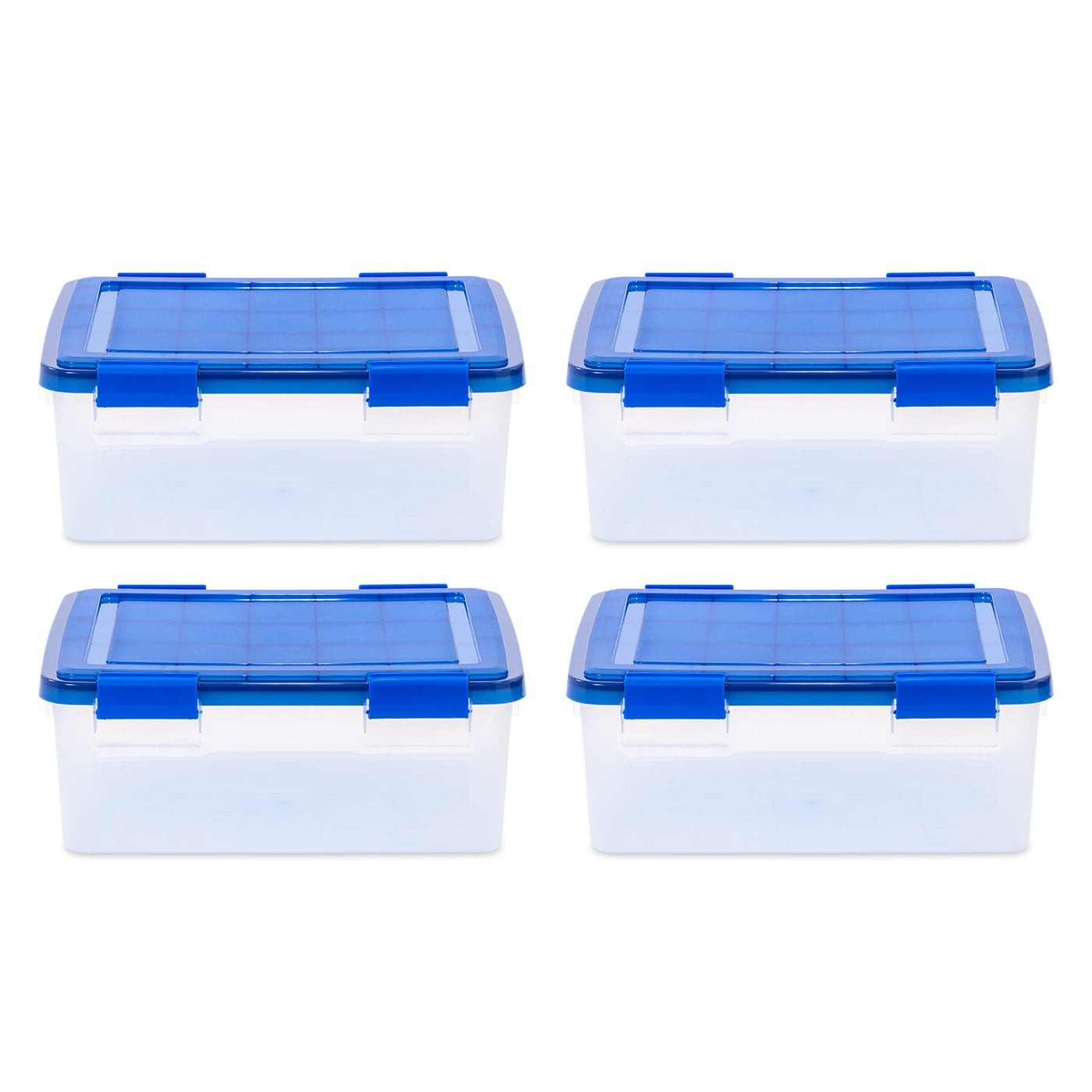 Free Shipping 30 Quart WeatherPro™ Gasket Clear Plastic Storage Box with  Blue Lid Storage Organizer - AliExpress