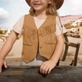 thumbnail image 2 of THDHVS Fringe Jacket,Girls Cardigan,Girl's Cute Sleeveless Fringe Suede Vests Western Jacket Cardigan Trendy Fall Outerwear Brown 3-4 Years, 2 of 7