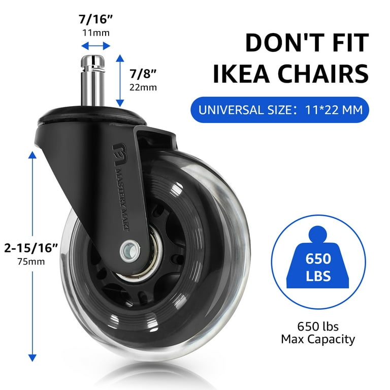MASTERY MART 2 Inch Heavy Duty Rubber Replacement Office Chair