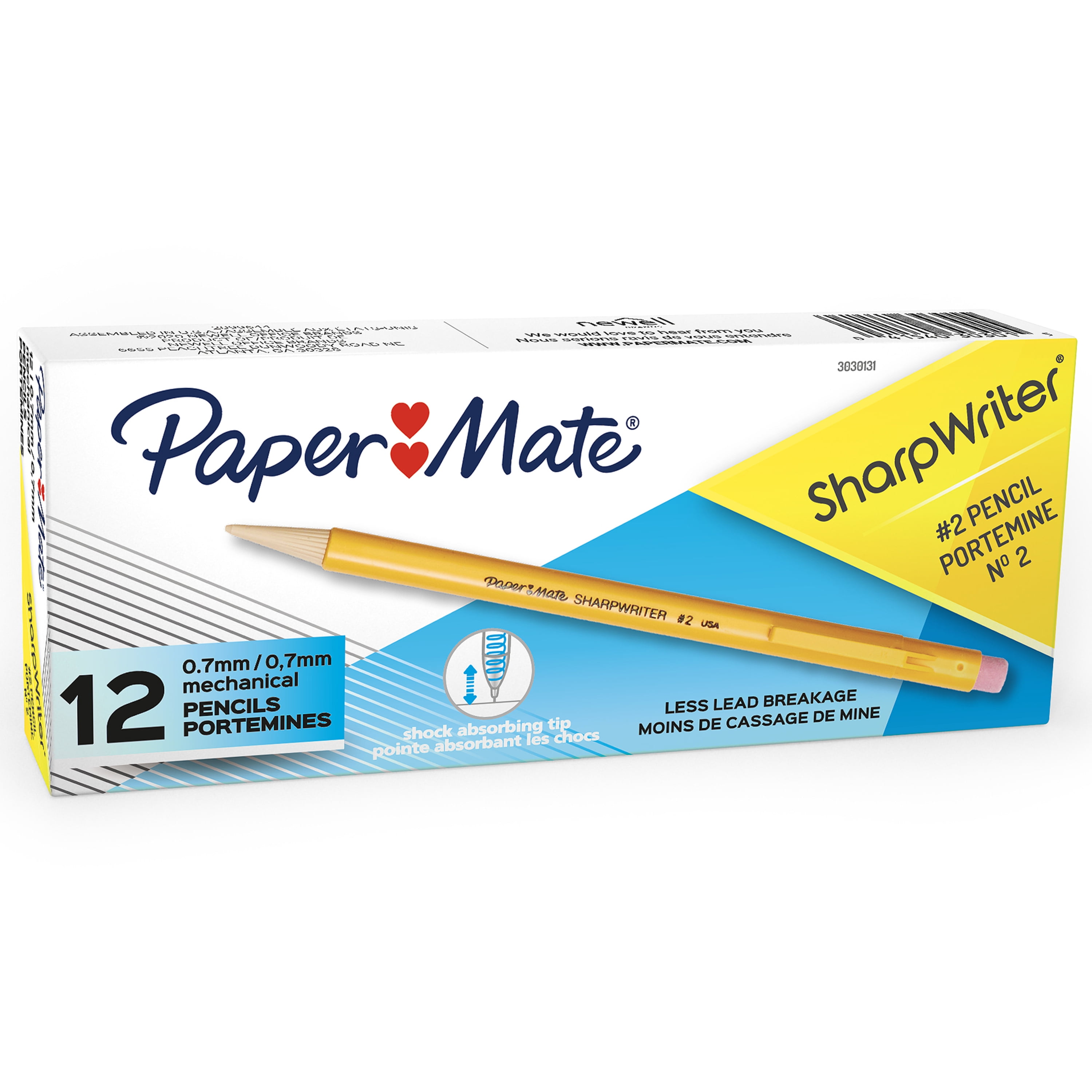 Pair of Paper Mate Sharpwriter 0.7mm Mechanical Yellow Pencils 