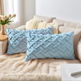 thumbnail image 2 of Unique Bargains Pack of 2 Soft Solid 3D Weaving Throw Pillow Covers Blue 20" x 12", 2 of 7