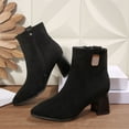 thumbnail image 4 of Wowcloth Women's Suede Rhinestone Ankle Boots - Pointed Toe Mid Heel Chunky Heel Winter Boots for Versatile Outfits, 4 of 8