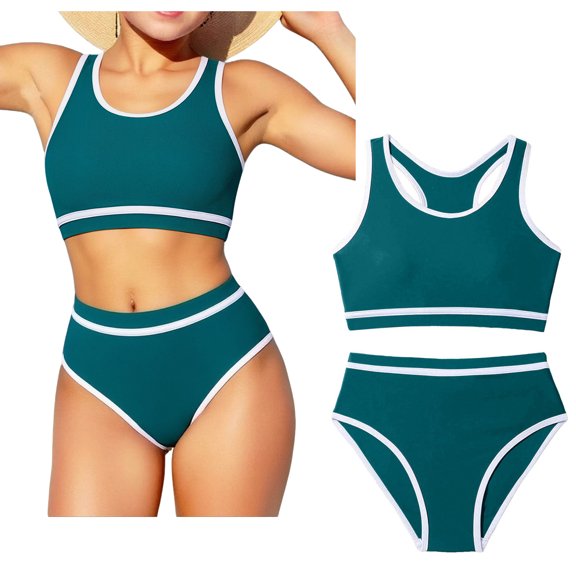 Girl 2 Piece Swimsuit Quick Dry Girls Swim Suit with Chest Pad Bikinis for Kids 8-9 Years