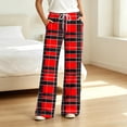 thumbnail image 2 of Tqcoqu Women's Plaid Print Wide Leg Pants, Elastic Waist Casual Lounge Sleep Long Trousers, Long Pajama Bottoms with Drawstring and Pockets,Women's S-XXL, 2 of 8