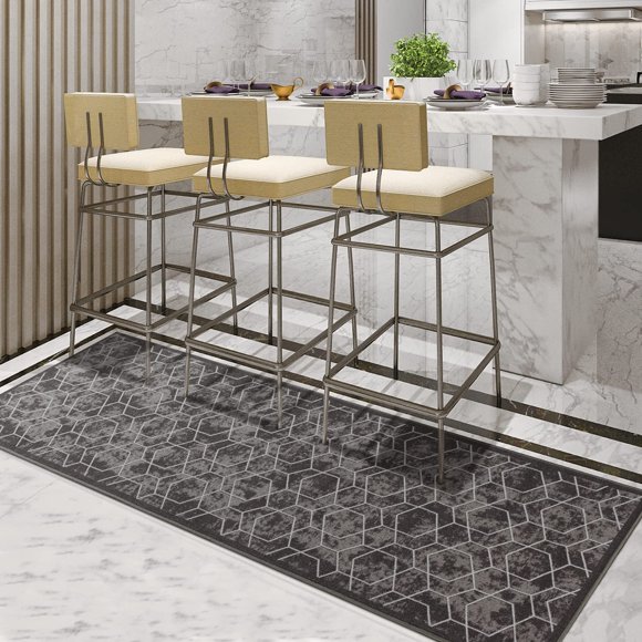 BY COCOON Tapis Couloir 2'x10 Pieds/ Tapis de Cuisine Tapis Lavable Tapis de Couloir Tapis Antidérapant pour Couloir (57 cm x 305 cm Tapis Gris)