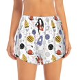 thumbnail image 2 of Picia Rocket Planets Pattern Women's 2 in 1 Athletic Running Shorts High Waisted Workout Casual Gym Sweat Shorts with Comfy Liner Zipper Pockets-X-Large, 2 of 9