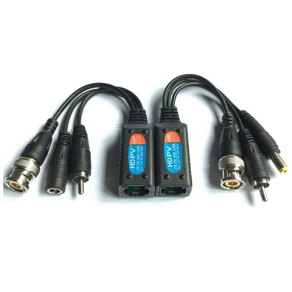 Evertech 8 Megapixel HD Video Balun Transceiver CCTV via UTP Cable Passive Video Power and Audio/Data Connector RJ45 Cat5 Cat6 Data Transmitter