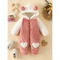 thumbnail image 2 of Bagilaanoe Newborn Baby Girl Boys Winter Jumpsuits Fleece Snowsuits Long Sleeve Hooded Rompers 3M 6M 9M 12M 18M Infant Warm One Piece Bodysuits Coat, 2 of 7