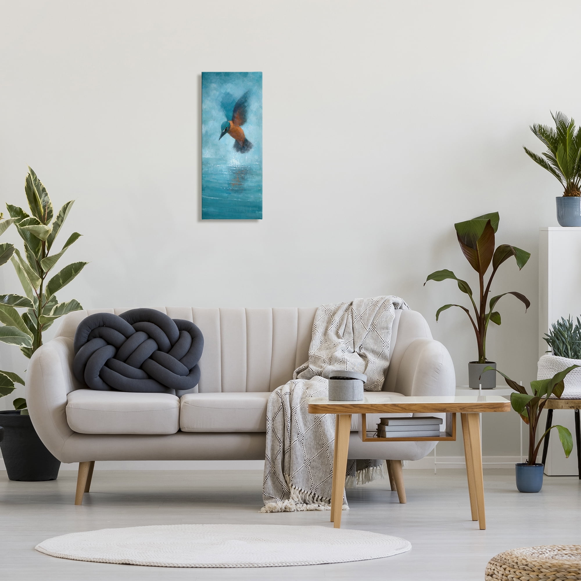 Stupell Industries Hummingbird Splashing Surface Animals Painting Wrapped Canvas Art Print Wall Art, 10 x 24
