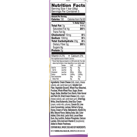 Fiber One Cheesecake Bar, Key Lime, Dessert Bar, 5 Fiber Bars, 6.75 oz