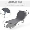 thumbnail image 4 of Outsunny Folding Outdoor Lounge Chair, Portable Reclining Beach Lounger with Breathable Mesh Fabric, Sun Lounge Bed Camping Cot for Patio, Garden, Poolside, Grey, 4 of 10