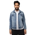 thumbnail image 3 of X RAY Men's Denim Jacket, Washed Ripped Distressed Flex Stretch Trucker Biker Jean Jacket, Tie Dye Skull - Light Blue, Large, 3 of 9