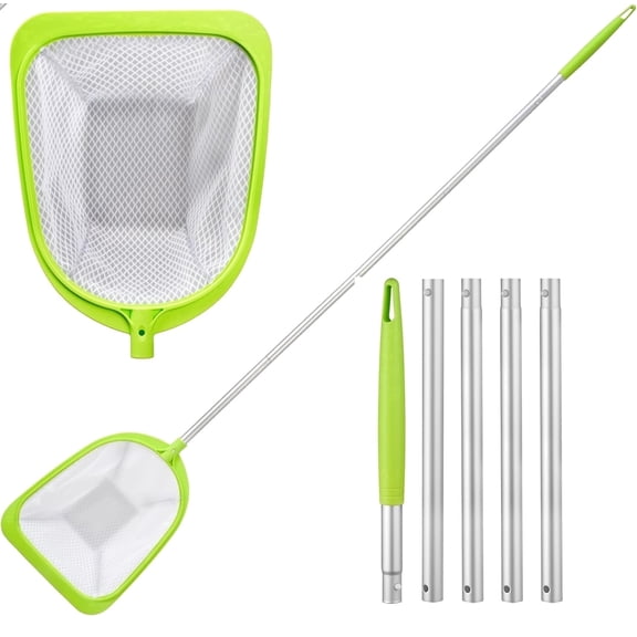 WaterJingle Pool Leaf Skimmer Net, 62 in Fine Mesh Rake with Aluminum Pole for Pools, Ponds and Spas