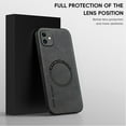 thumbnail image 3 of ELEHOLD For iPhone 11 Luxury Leather Magnetic Shockproof Case Slim Drop Protection Cover, Lens & Screen Protection, Compatible with Magsafe, Skin-Friendly, Gray, 3 of 9
