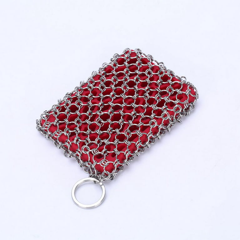 XMMSWDLA Cast Iron Scrubber, Upgraded Chainmail Scrubber for Cast Iron Pan  - Chain Mail Scrubber Cast Iron Sponge - Metal Scrubber Cast Iron Cleaner