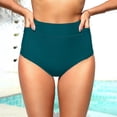 thumbnail image 6 of Bikini Bottoms, Duoif High Waisted Swim Bottoms with Pockets Women's Swimwear Mint Green L, 6 of 9