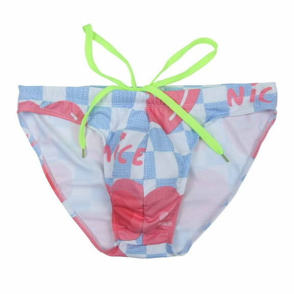 Hicidod Men's Swim Briefs New Hot Light Thin Quick Dry Swimsuit for Mens Sexy Print Swimwear Bikinis with Drawstring