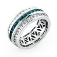 thumbnail image 2 of Unisex 14K White Blue Natural 2.6 Ctw Diamonds Eternity Ring For Him Her (White Gold Size 10), 2 of 3