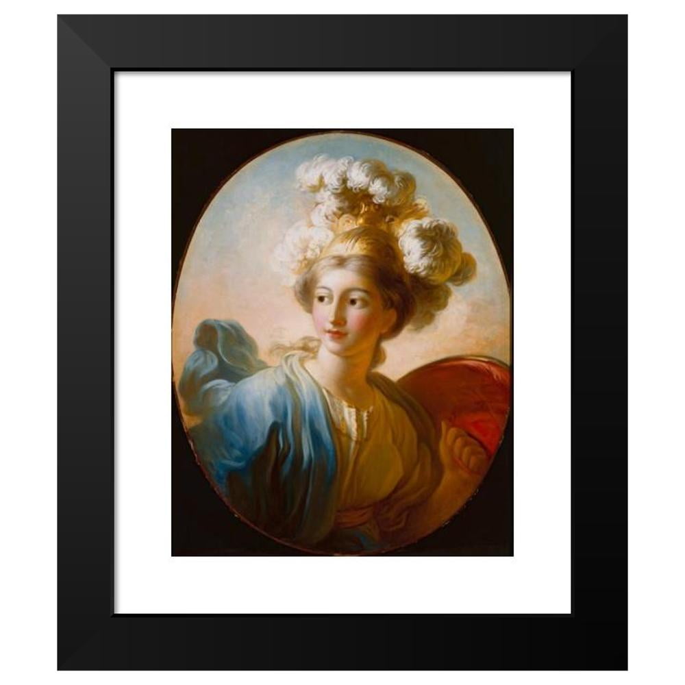 Jean-Honoré Fragonard 12x14 Black Modern Framed Museum Art Print Titled - The Goddess Minerva (ca. 1772)