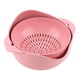 thumbnail image 3 of Cesta de drenaje con rotación de paja de trigo, escurridor de verduras hueco de doble capa, utensilios de cocina, color rosa S, 3 of 8