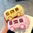 thumbnail image 3 of Bonita taza de plástico para niños con forma de autobús de dibujos animados, botella de agua con correa, portátil, para exteriores, para estudiantes, escuela, taza anticaídas, 3 of 5