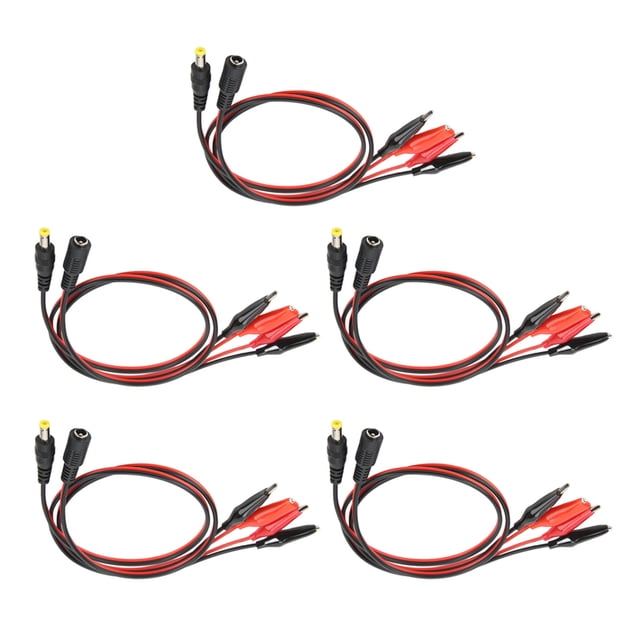 Pinza De Cocodrilo A Cable Adaptador De CC 5 Juegos De Cable De Conector Hembra Macho Funda De PVC Para Prueba De Batería