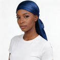 thumbnail image 4 of Yvsxxv Solid Color Silky Bandana, Polyester Long-Tail Head Wrap, Unisex Daily Hair Accessory, Royal Blue, 1 Pc, 4 of 4