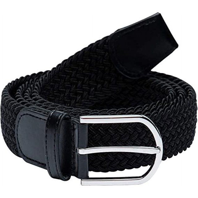 cinturilla elástica de tela elástica unisex, cinturilla elástica trenzada para hombres y mujeres (negro)