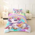 thumbnail image 2 of Metsweet Dreamy Floral Unicorn Twin Duvet Cover, Gradient Rainbow Twin Bedding,2pcs,1 Duvet Cover and 1 Pillowcase, 2 of 6