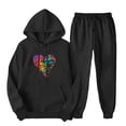 thumbnail image 2 of ZVAVZ Lady 2 Piece Outfits Sweatshirt 2025 Colorful Heart Print Sweatsuit Sets Hooded Drawstring Pullover Tops Fashion Long Pants Lounge Set Tracksuit, 2 of 6