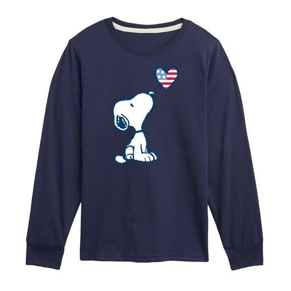 Peanuts - Snoopy Flag Heart - Toddler & Youth Long Sleeve Graphic T-Shirt