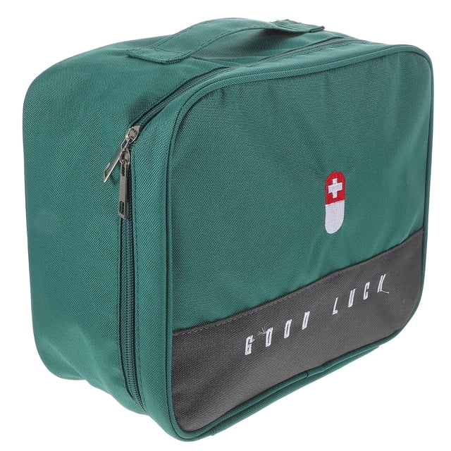 KAKOWELY Portable Medical Bag for Storage Use with Multigrid Design Green Color Oxford Fabric 10x8x5 Inches,9.84"X7.87"X5.31"