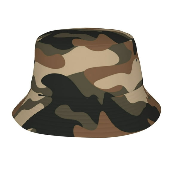 TEQUAN Foldable Polyester Adult Bucket Hat camouflage Prints Sun Beach Fishing Outdoor Cap Unisex