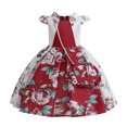 thumbnail image 1 of Felwors Todder Filles Été Volant Manches Fleurs Imprime Princesse Robe Performance Partie Portant, 1 of 5