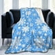 thumbnail image 1 of Manta de invierno con copos de nieve azules, ultra suave, cálida y para todas las estaciones, manta decorativa de vellón para cama, silla, coche, sofá, dormitorio, 50 x 40 pulgadas, 1 of 8