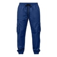 thumbnail image 2 of Cargo Sweatpants for Men with Cuffed Hem Drawstring Solid Color Pants Elastic Waist Comfortable Jogger Outdoor Pants, 2 of 7