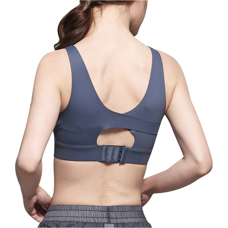 RQYYD Longline Sports Bra for Women - U-Back Cropped Tank Tops Plus Size  Padded Workout Yoga Bras Navy M