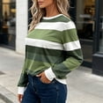 thumbnail image 6 of Warop Women's Striped Shirt Long Sleeve Crewneck Pullover Top Slim Fit Casual Basic Tees Fall Outfits, 6 of 7