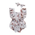 thumbnail image 2 of Infant Baby Girls Mermaid Romper Bodysuit Headband Clothes 2Pcs Outfit Set, 2 of 7