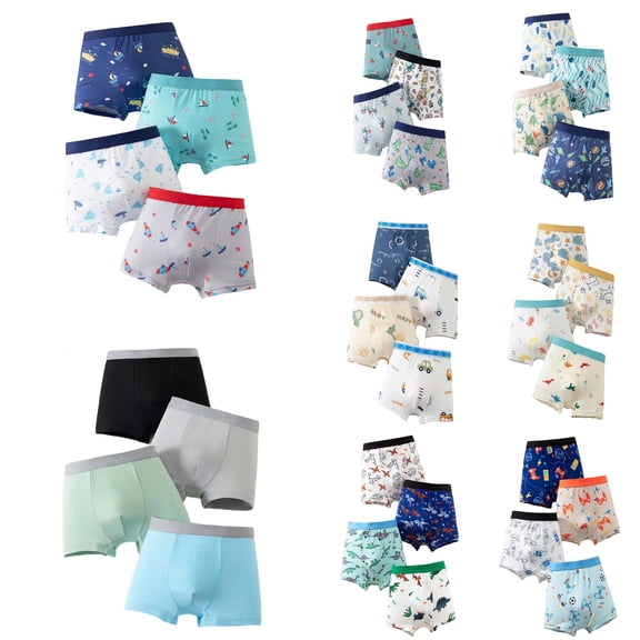 XFeng 4 Packs Boys Underpants Dinosaur Boxer Shorts Briefs Kids Soft Underwear,Blue,3-4 Years