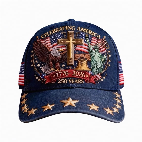 KPOPLK United States 250th Anniversary Hat, Patriotic Embroidered Baseball Cap for Men and Women, Retro Adjustable Tribute USA Cap, Celebrate America 250 Years Patriotism with Stylish,White