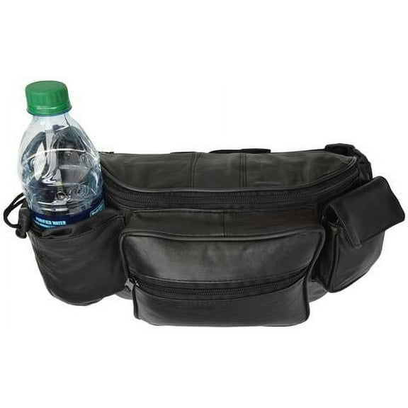 Genuine Leather men's women's travel phone holder Waist Pouch/Fanny pack Black 201