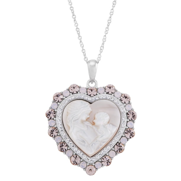 Brilliance Fine Jewelry Heart Mother of Pearl,Crystal,Mom,Baby Pendant