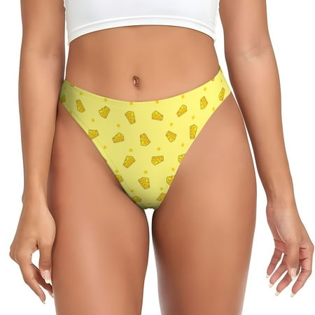 Qokaie Cheese 1 Printed Women s Cotton Thong Underwear  Sexy Breathable Panties G-string-X-Large