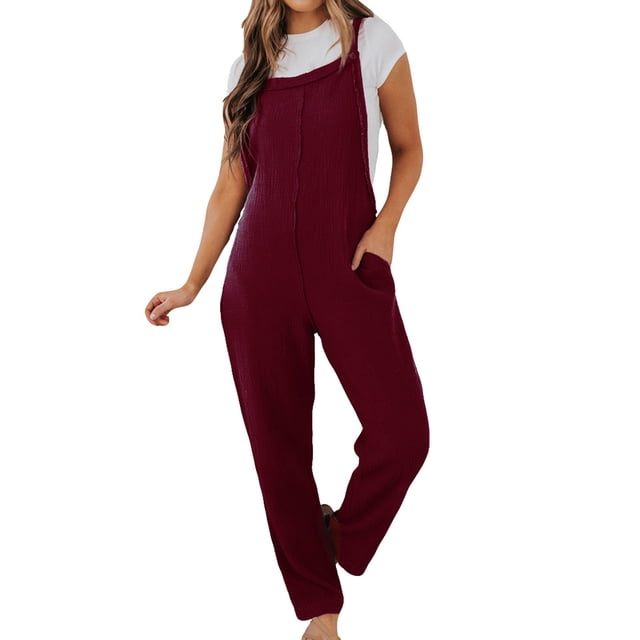 HBFAGFB Combinaison Mode Femme Col Carré Sans Manches Sport Rouge Taille g