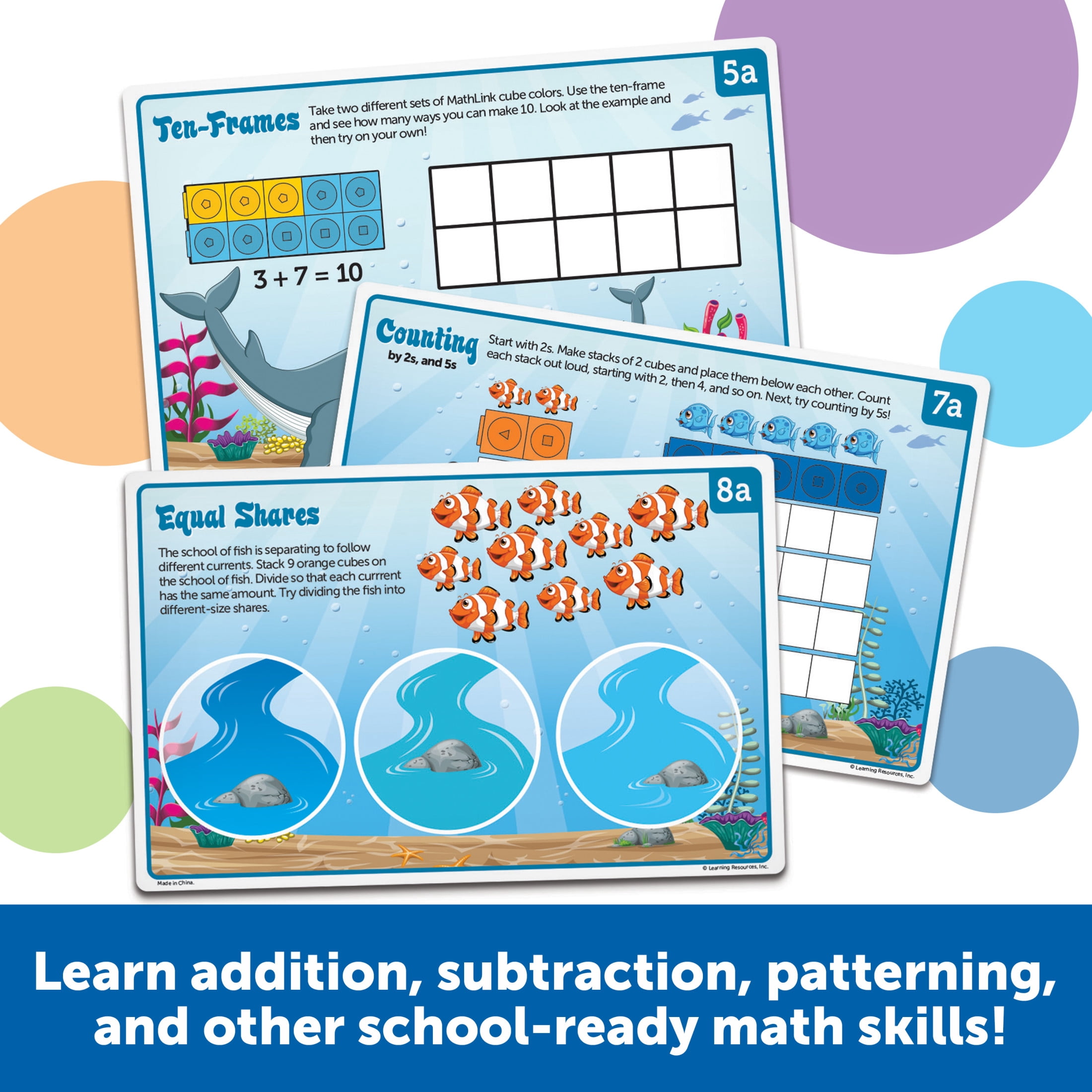 Learning Resources MathLink Cubes Kindergarten Math Activity Set Sea Adventures! Math Games Ages 5+