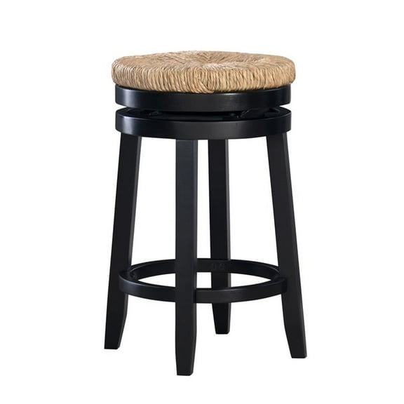 Pemberly Row 25.5" Transitional Wood Counter Stool in Black/Natural