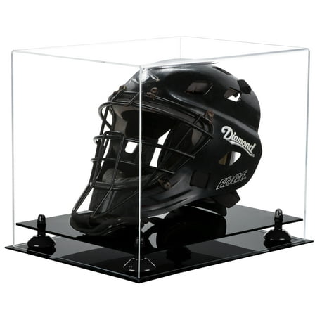 Deluxe Clear Acrylic Catchers Helmet Display Case with Black Risers (A002-BR)