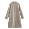 thumbnail image 3 of Quinlirra Trench Coat for Women 2025 Women's Solid Color Long Sleeved Woolen Collar Buttonless Mid Length Coat Jacket, 3 of 4