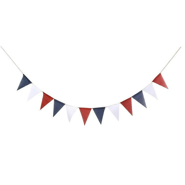 3M Fourth of July Bunting Banner Burlap Banner Hanging Pennant Banner Garland National Day Decoration (Red Blue White)